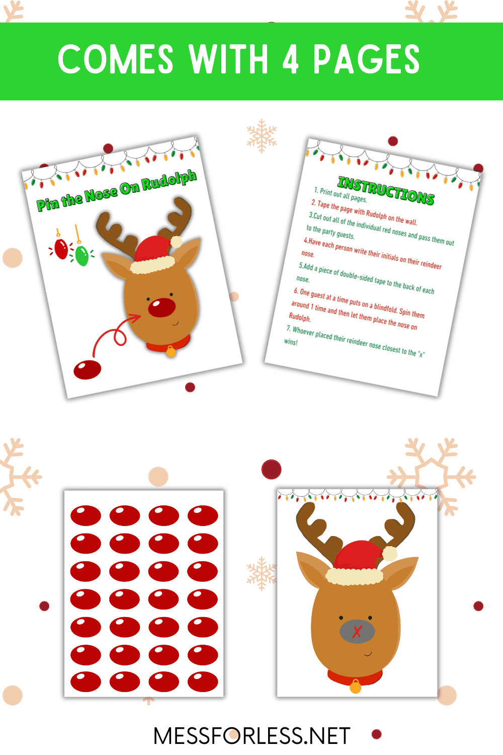 pin the nose on rudolph game - mess for less
